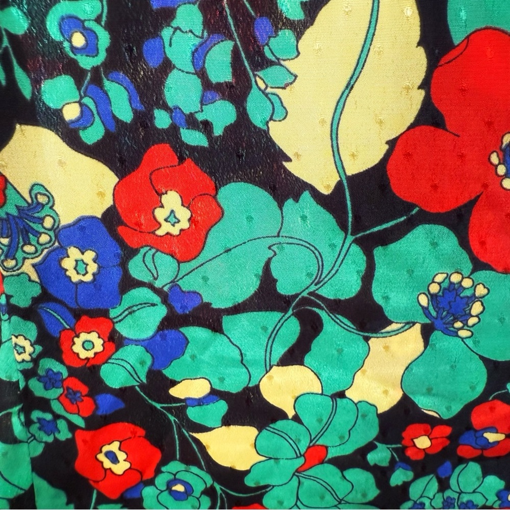 ALEXIS RED GREEN BLACK FLORAL PRINT COLLARED BUTTON UP HIROKA ROBE MAXI DRESS - Picture 8 of 16